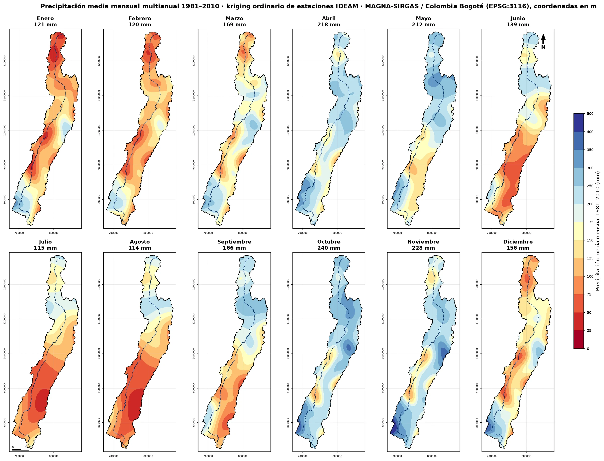 Precipitación media mensual multianual 1981–2010
