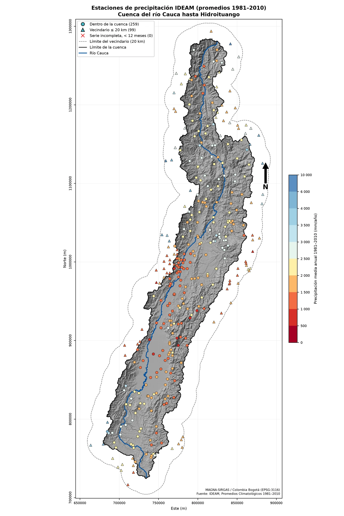 Estaciones IDEAM dentro de la cuenca y en su vecindario